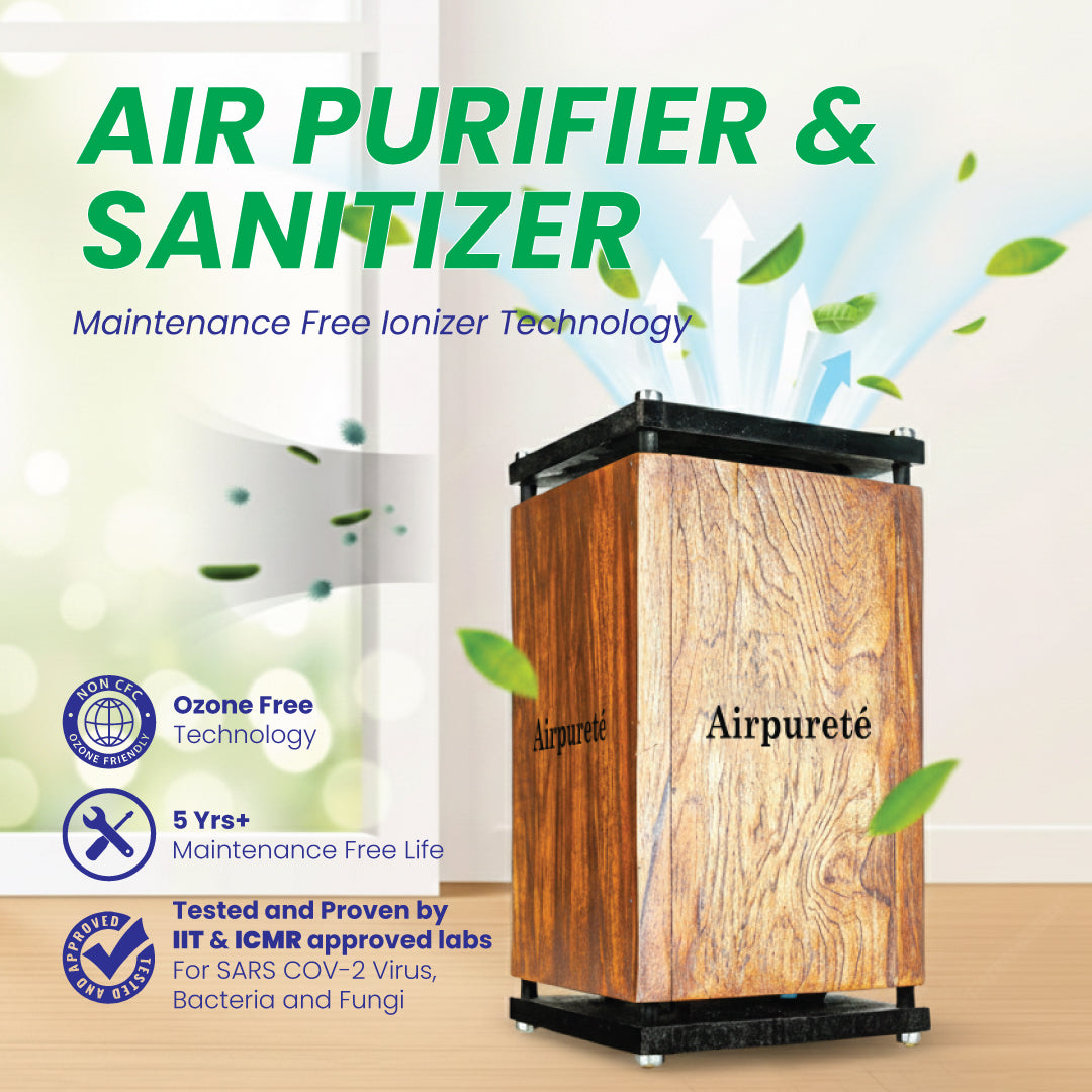 Airpureté Room Air Purifier & Sanitizer with Maintenance-Free Ionizer Technology – Ozone-Free, Continuous Air Protection up to 1,000 sq. ft.