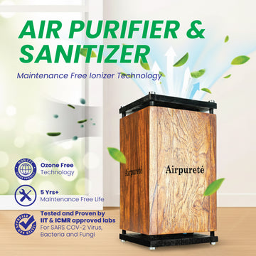 Airpureté Room Air Purifier & Sanitizer with Maintenance-Free Ionizer Technology – Ozone-Free, Continuous Air Protection up to 1,000 sq. ft.